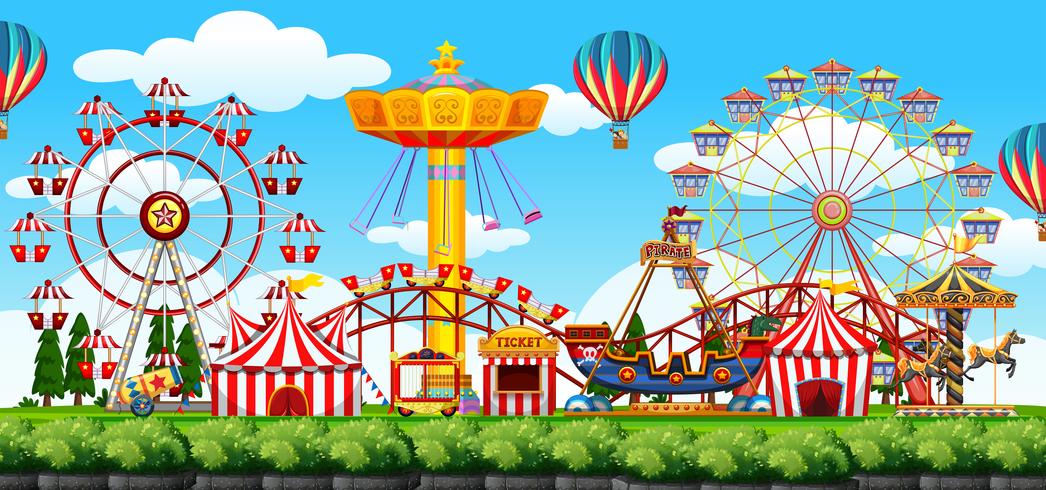 A theme park scene vector