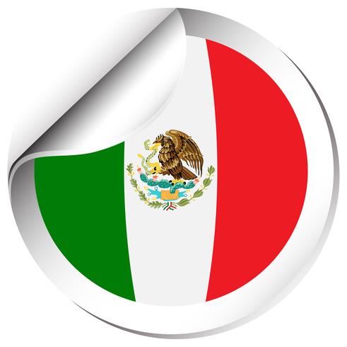 Maxico flag on round sticker vector