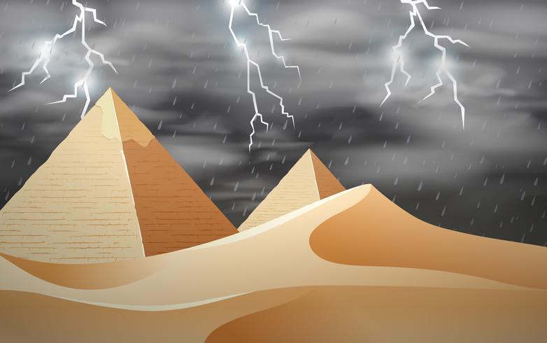 Storm at the desert scene vector