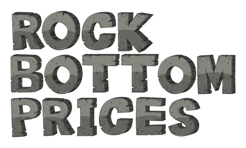 Font deisgn for phrase rock bottom prices vector