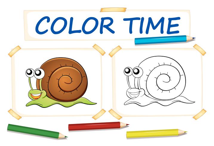 Coloring template with cute snail vector