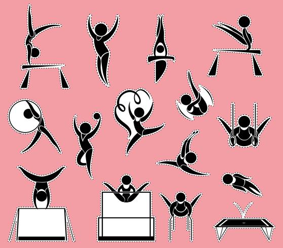 Diseño de pegatinas para gimnasia. vector