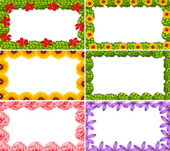 Set of flower border vector