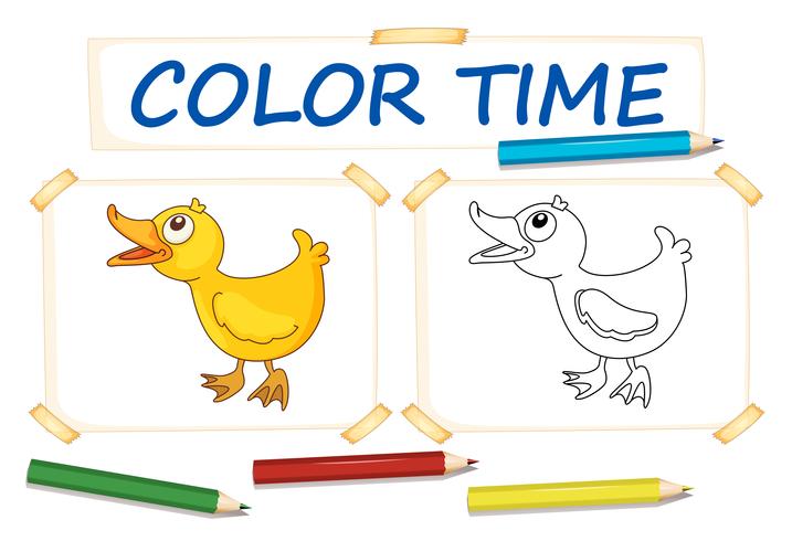 Coloring template with little duck vector