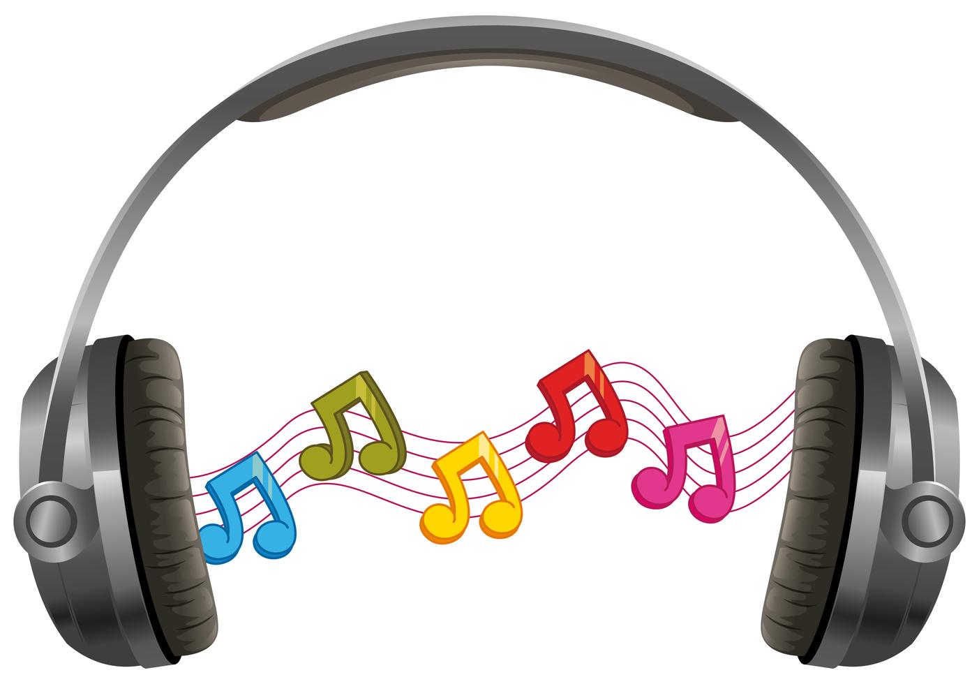 Headphone with music notes on white background 446740 Vector Art at