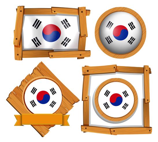 Bandera de Corea del Sur en diferentes marcos. vector