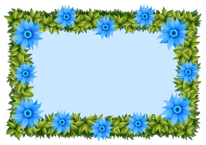 Plantilla de marco con flores azules vector