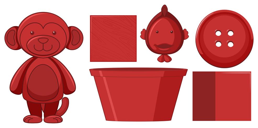 Set of red objects vector