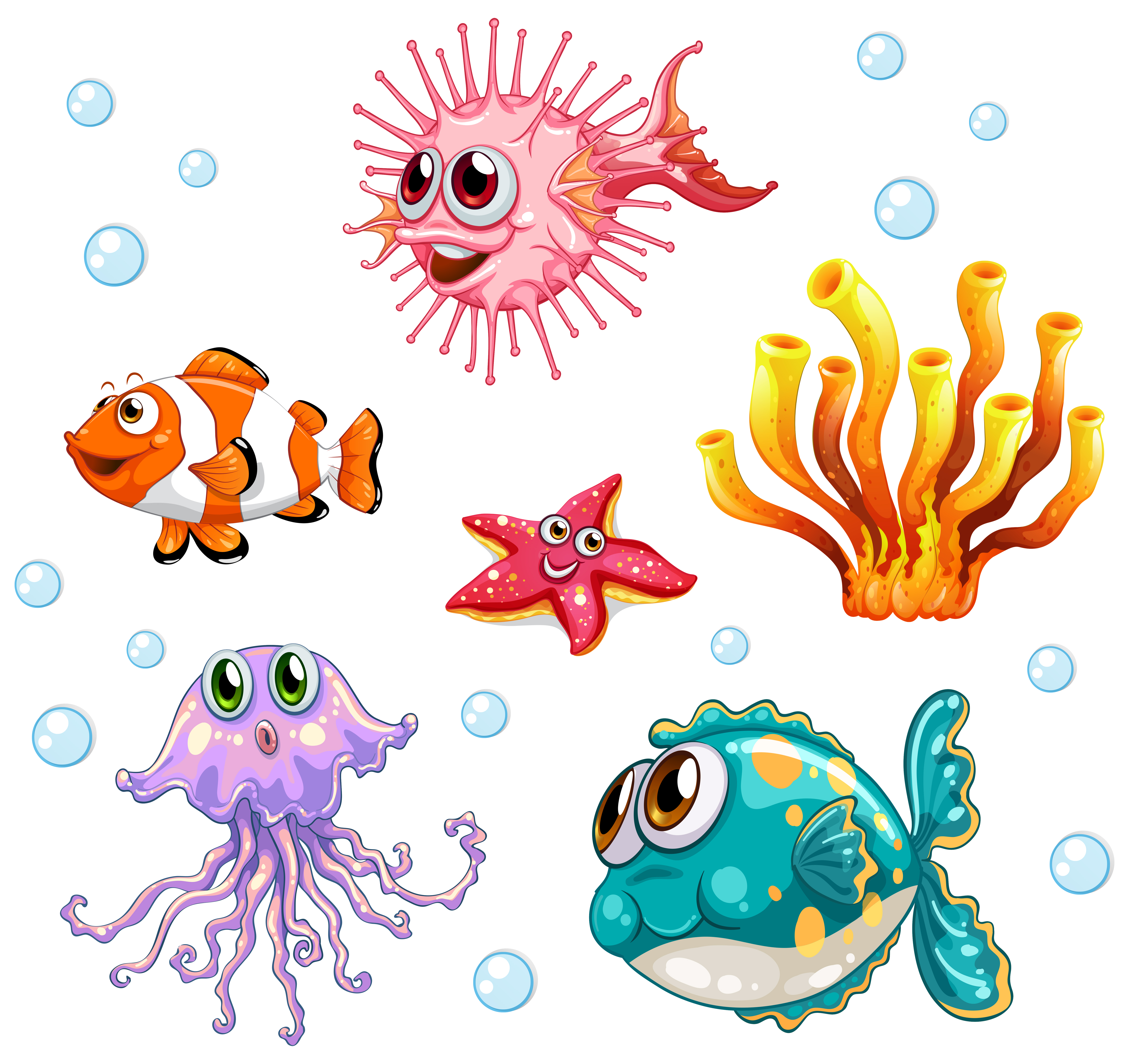 Download Different types of fish underwater 446778 Vector Art at Vecteezy