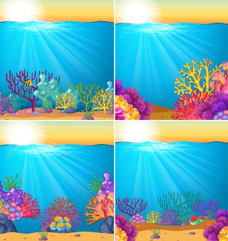 Background scene with coral reef underwater vector