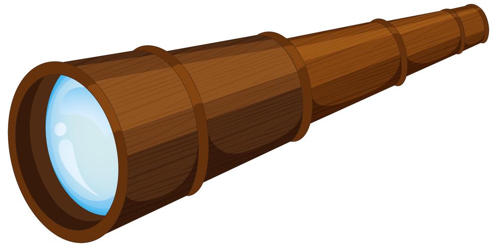 Wooden telescope on white background vector