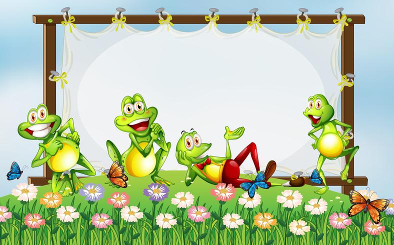 Marco de diseño con ranas verdes en el jardín. 446837 Vector en Vecteezy Marco de diseño con ranas verdes en el jardín. 446837 Vector en Vecteezy