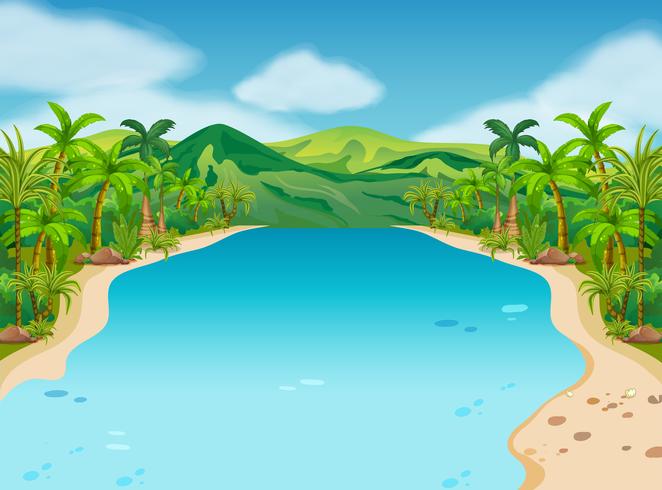 Scene with river and hills vector