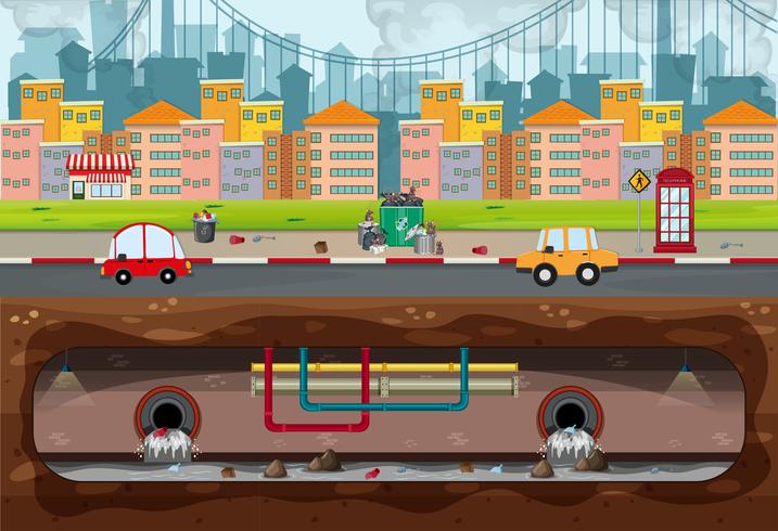 Big Modern City Pollution Scene vector