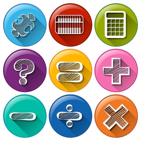 Round buttons with the different mathematical symbols vector