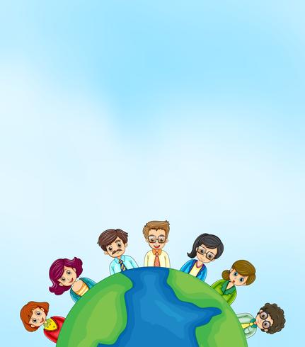 Working people around the earth vector