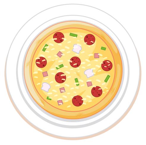 Pizza on plate white background vector