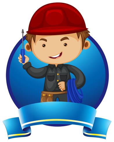 Logo design with repairman and tools vector