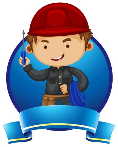 Logo design with repairman and tools vector