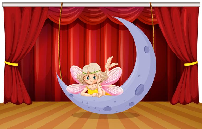 Stage scene with fairy on the moon vector