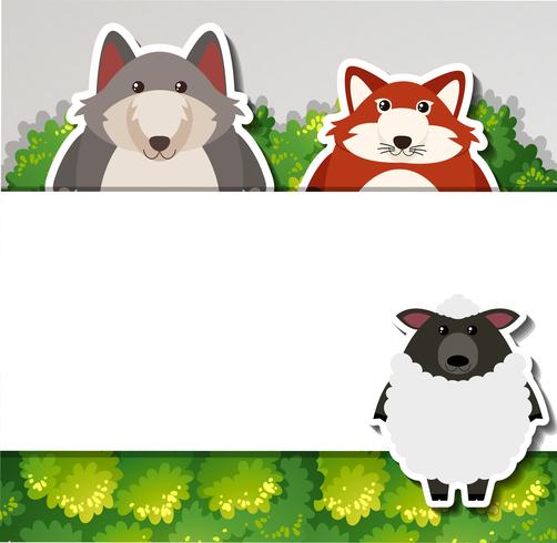 Plantilla de banner con zorro y oveja vector