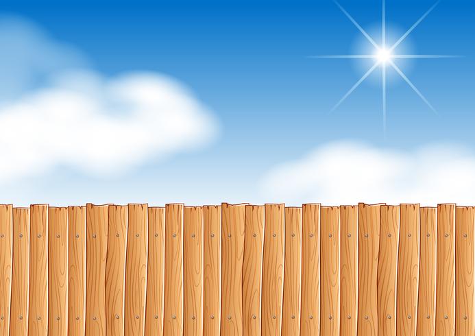 Scene with wooden fence at daytime vector