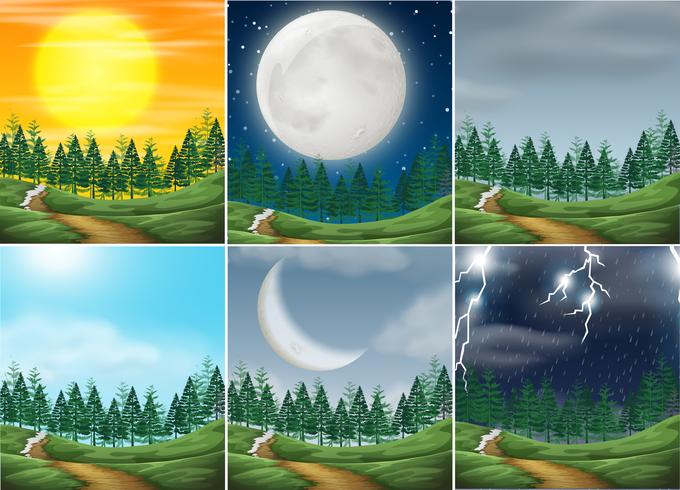 Set of different nature scenes vector