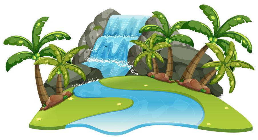 Scene with waterfall and river vector