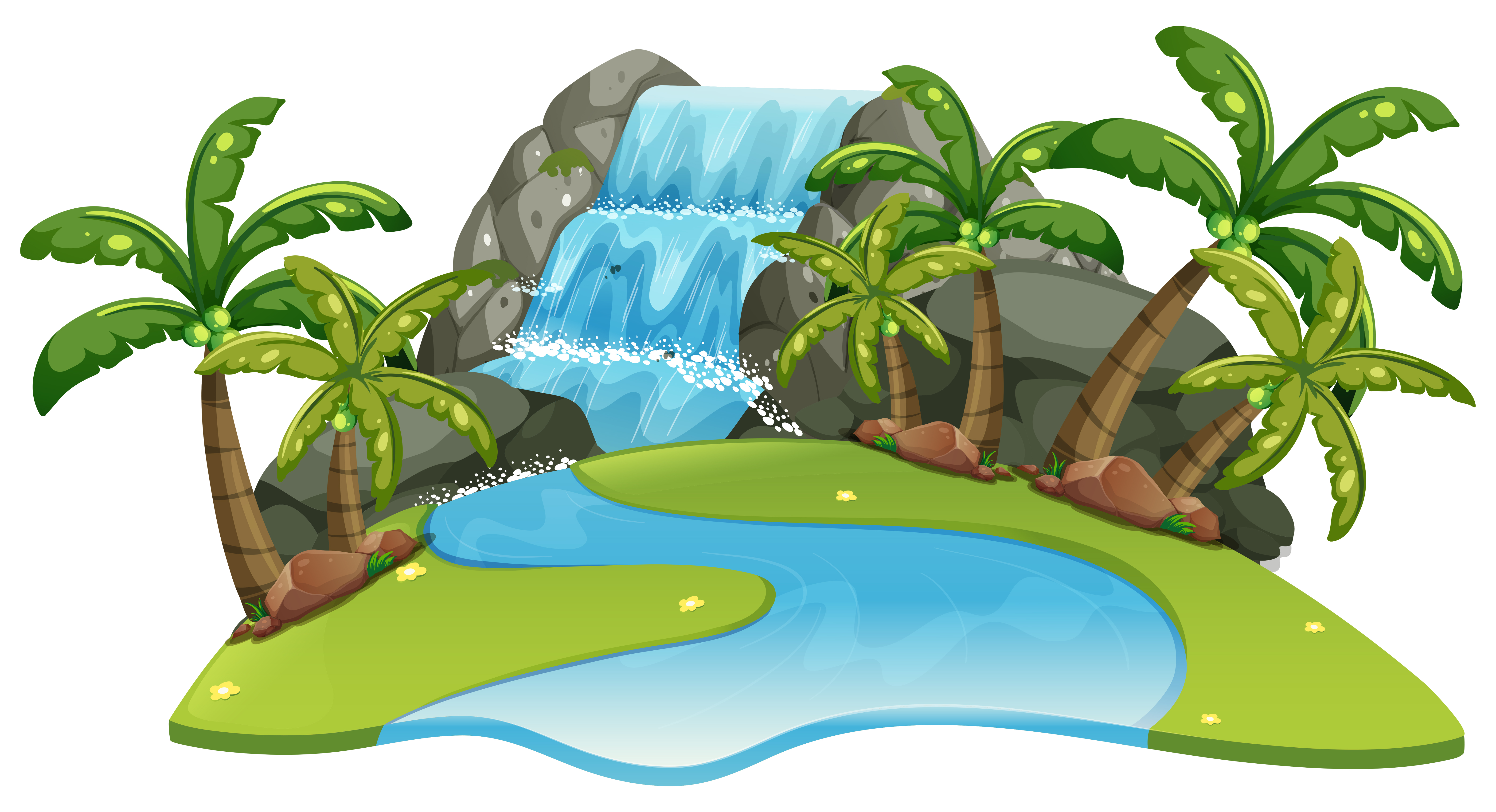 Scene with waterfall and river 446943 Vector Art at Vecteezy