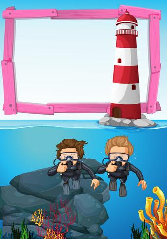 Background template with divers underwater vector