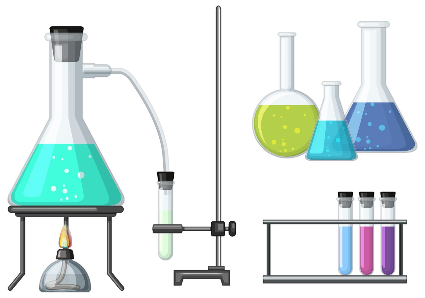 Science beakers with burner 446955 Vector Art at Vecteezy