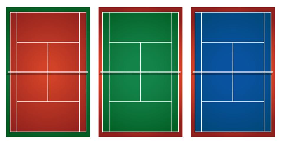 Three different tennis courts vector