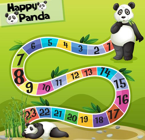 Boardgame template with two pandas in park vector