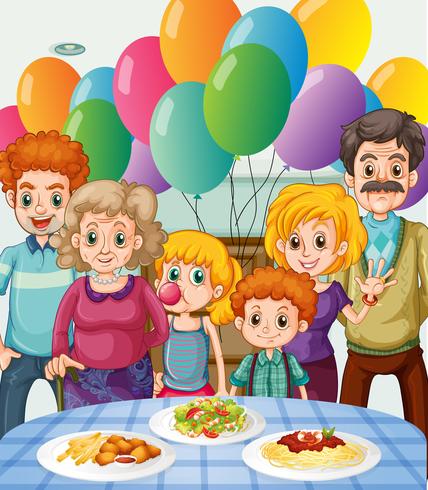 Family having party at home vector