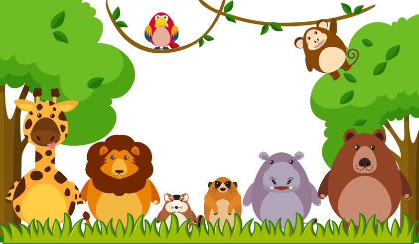 Background template with wild animals in park vector