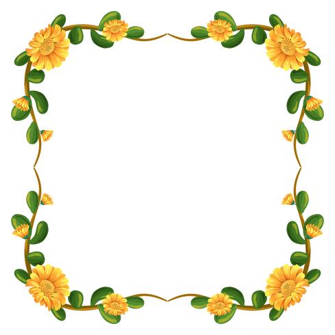 A floral border with yellow flowers vector