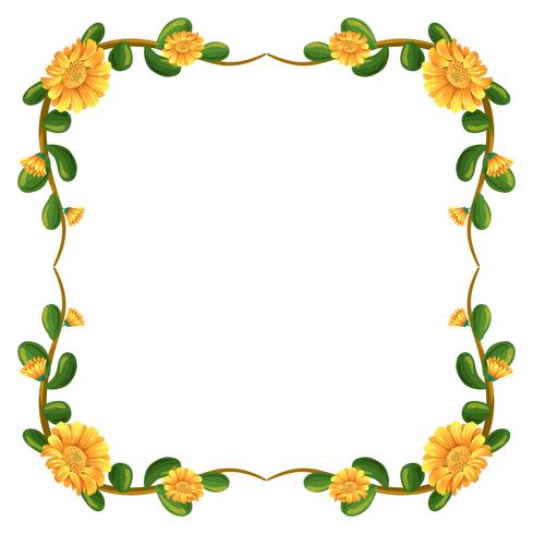 A floral border with yellow flowers vector