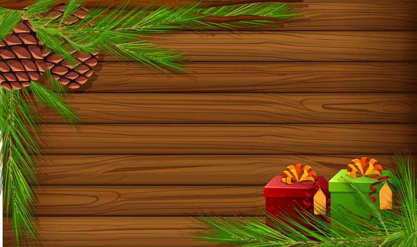 Background template with pinecones and present boxes vector