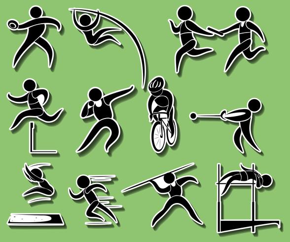 Iconos del deporte para diferentes tipos de eventos de pista y campo. vector