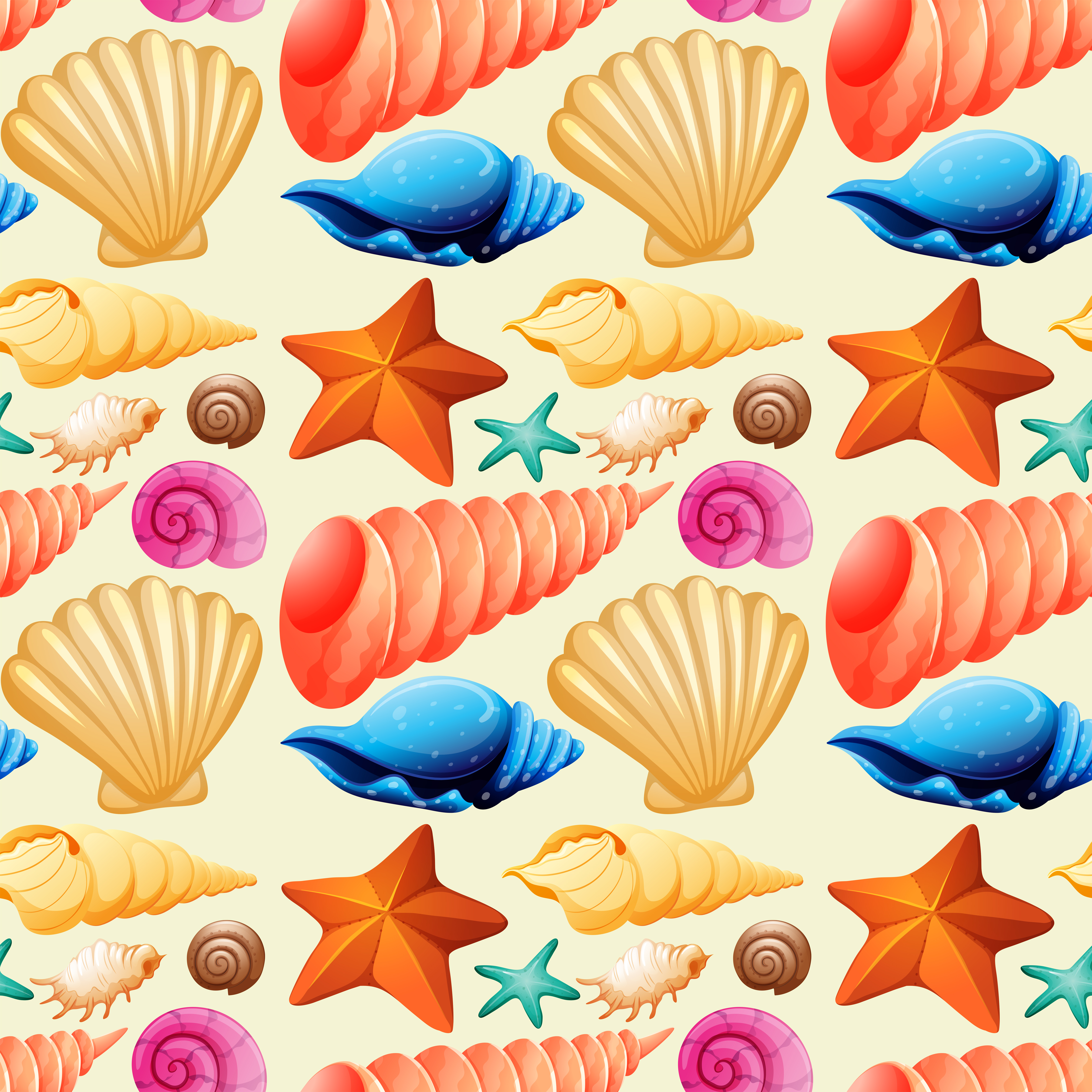 Download Seamless background with seashells and starfish - Download ...