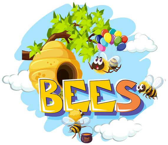 Bees  flying around beehive vector