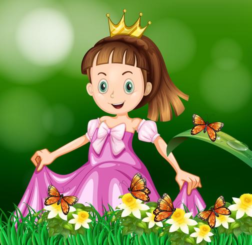 Princesa en el jardin de flores vector