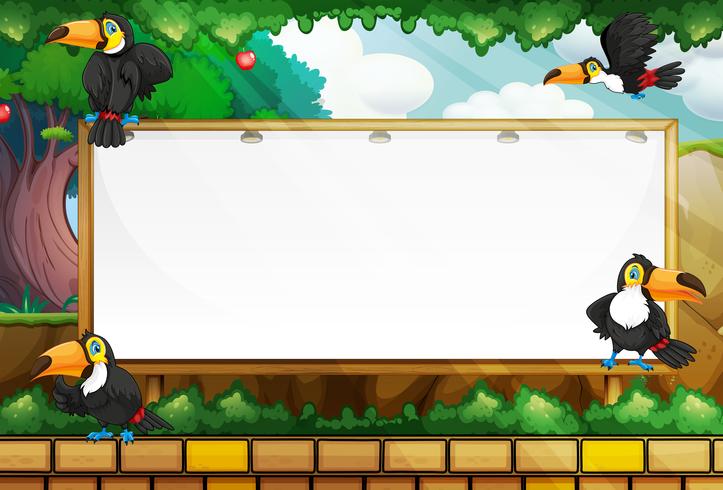 Frame template with toucans flying vector