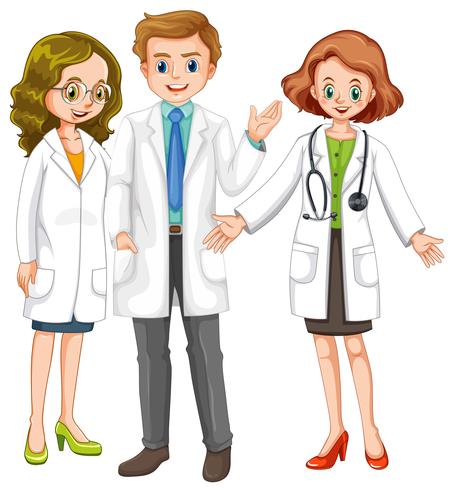 Three doctors standing together vector