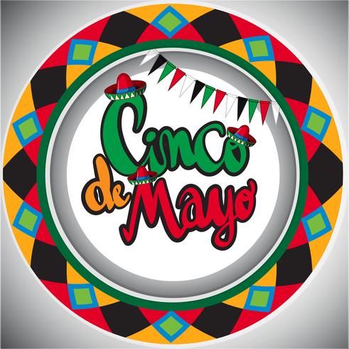 Plantilla de tarjeta de Cinco de Mayo con diseño redondo. vector