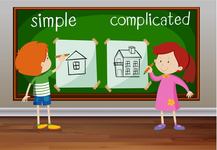 Opposite words for simple and complicated vector