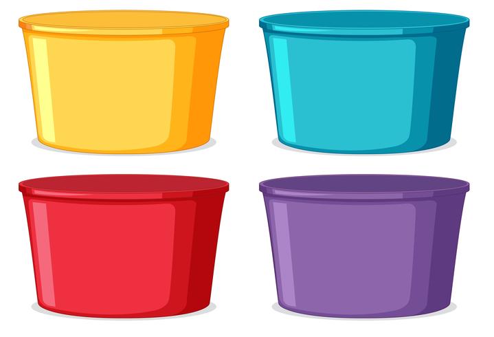 Set of colorful buckets vector