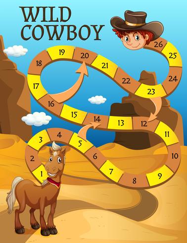 Boardgame template with horse in desert vector