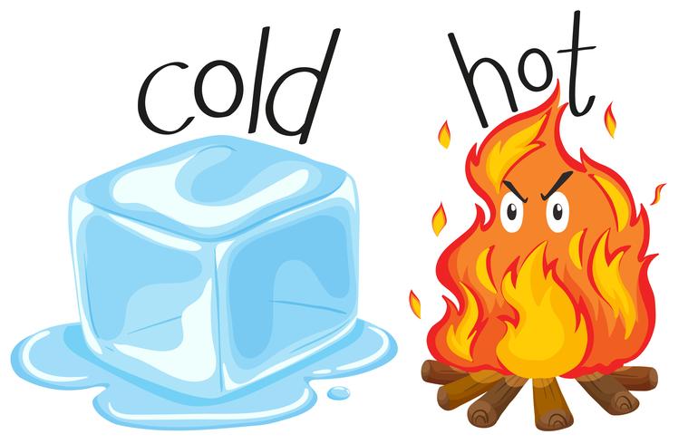 Cold icecube and hot fire vector