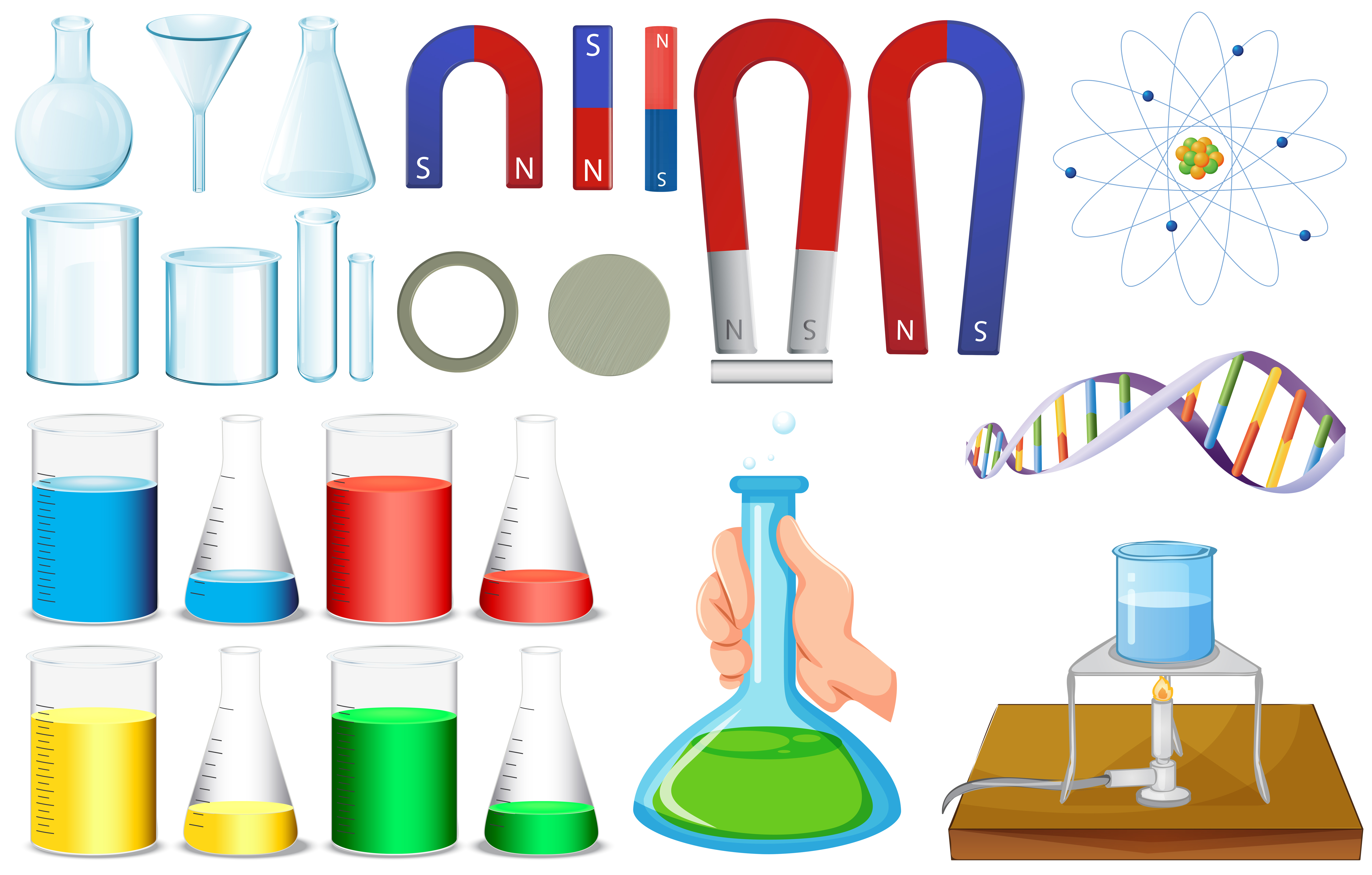 Different sizes of beakers and 447255 Vector Art at Vecteezy